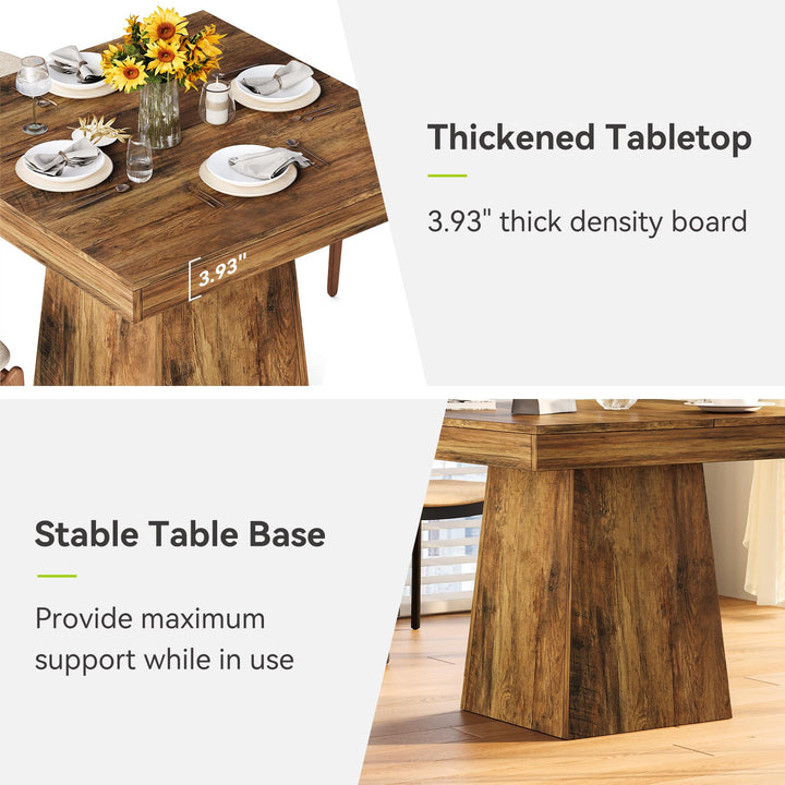 LITTLE TREE 31.5" Small Dining Table for 4, Farmhouse Kitchen Table with Walnut Finish, Square Compact Dinner Table for Home Dining Room, Apartments, Office, Living Room &amp; Restaurants, Walnut 