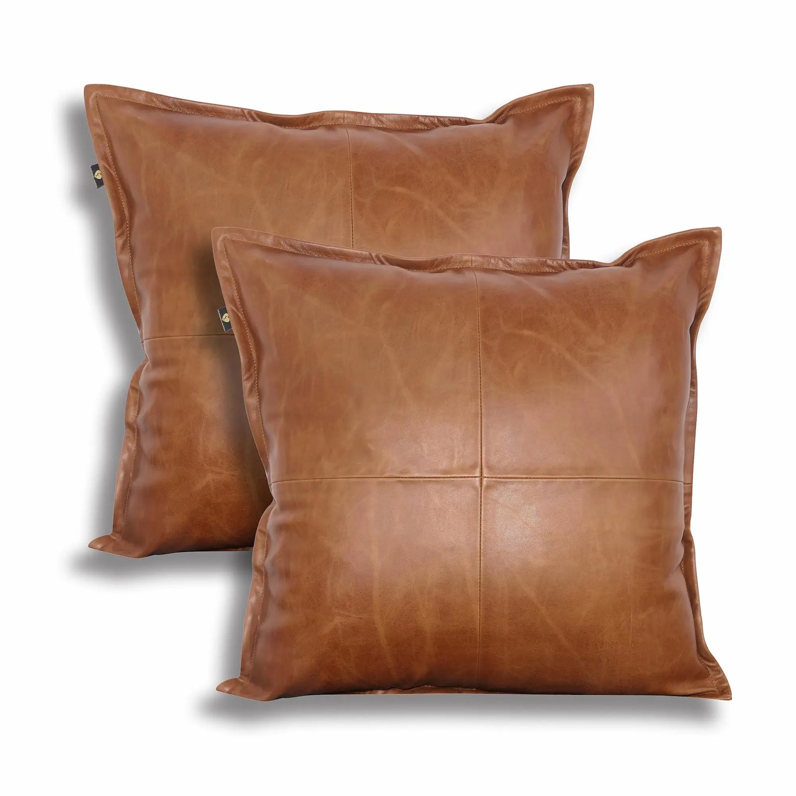 LL LEATHER LOVERS Lambskin Leather Pillow Cover Set of 2, 20" - Antique Brown 