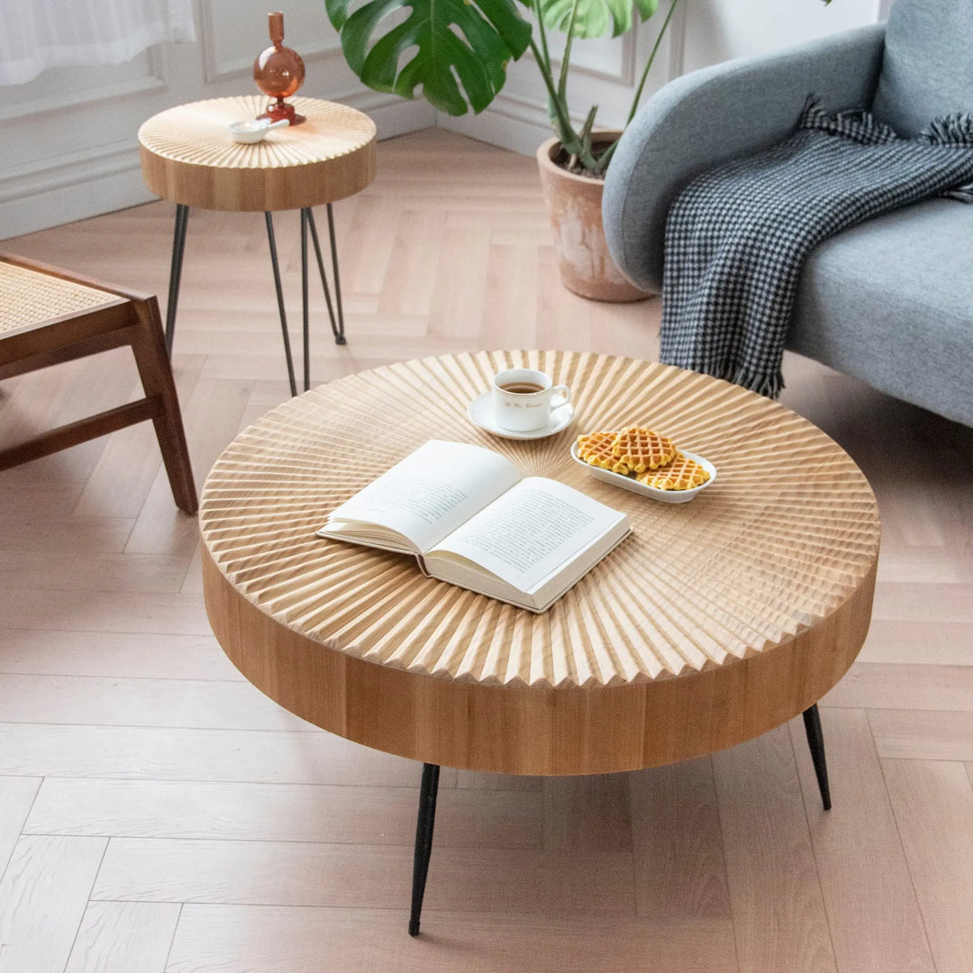 LONYKE 2-Piece Farmhouse Nesting Table Round