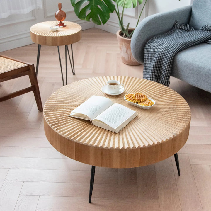 LONYKE 2-Piece Farmhouse Nesting Table Round