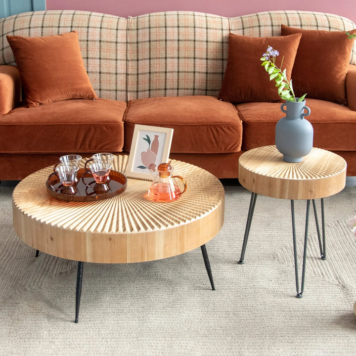 LONYKE 2-Piece Farmhouse Nesting Table Round