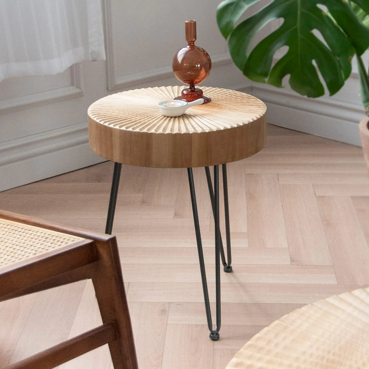 LONYKE 2-Piece Farmhouse Nesting Table Round