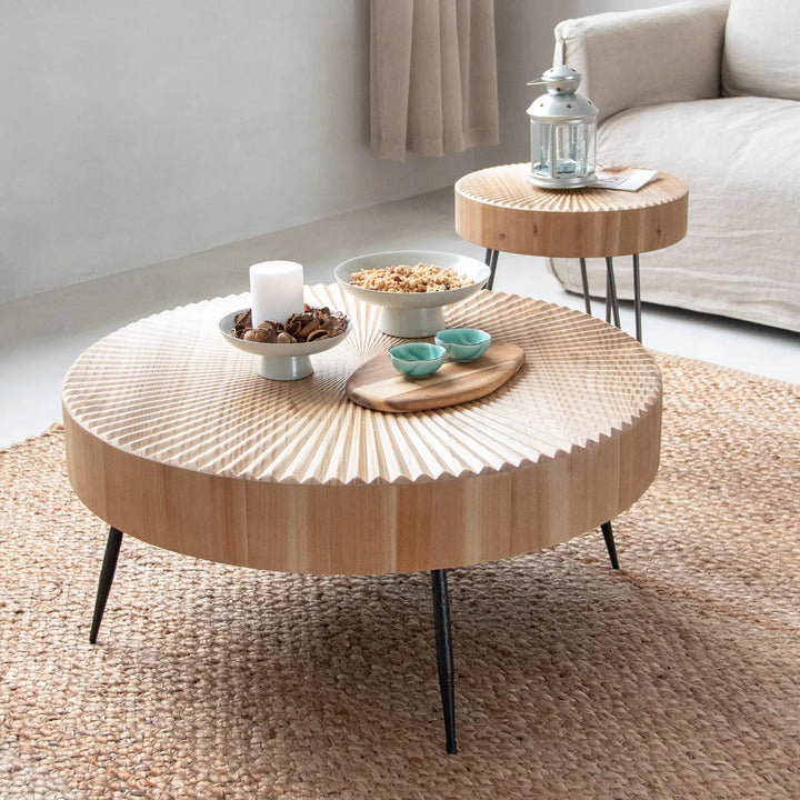 LONYKE 2-Piece Farmhouse Nesting Table Round