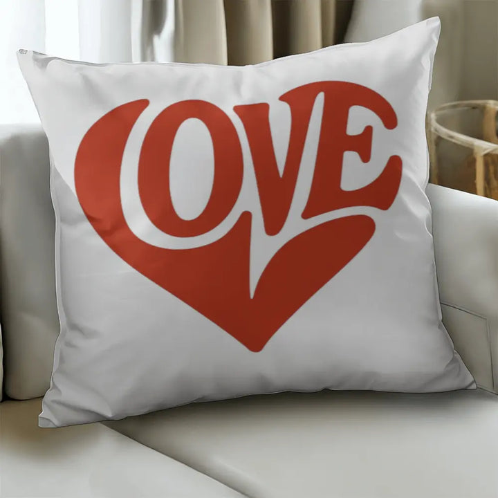 LOVE Heart Throw Pillow Cover, Home Decor Accent - White/Red 