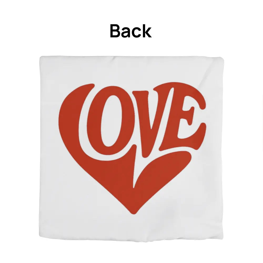 LOVE Heart Throw Pillow Cover, Home Decor Accent - White/Red 