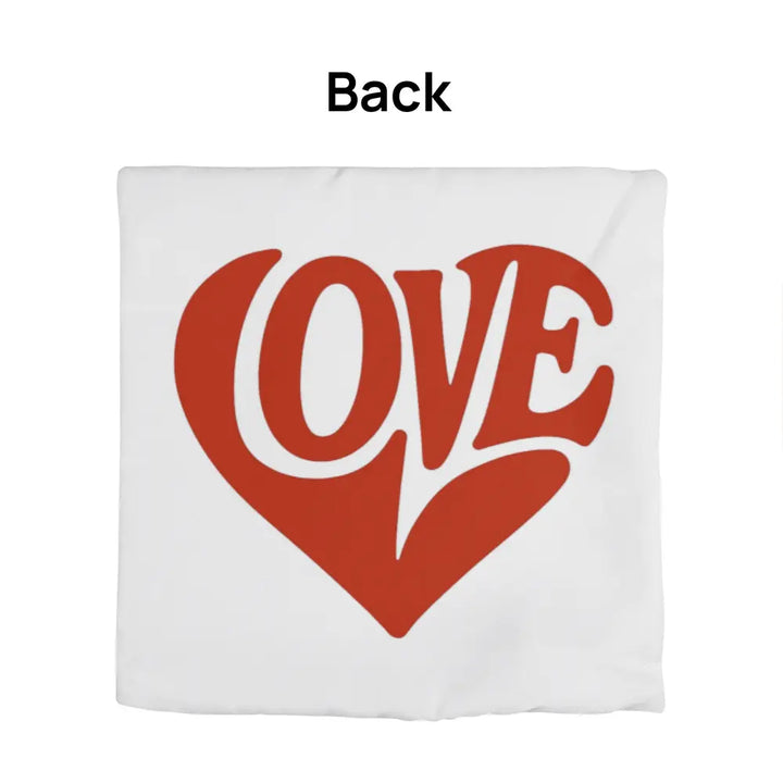 LOVE Heart Throw Pillow Cover, Home Decor Accent - White/Red 