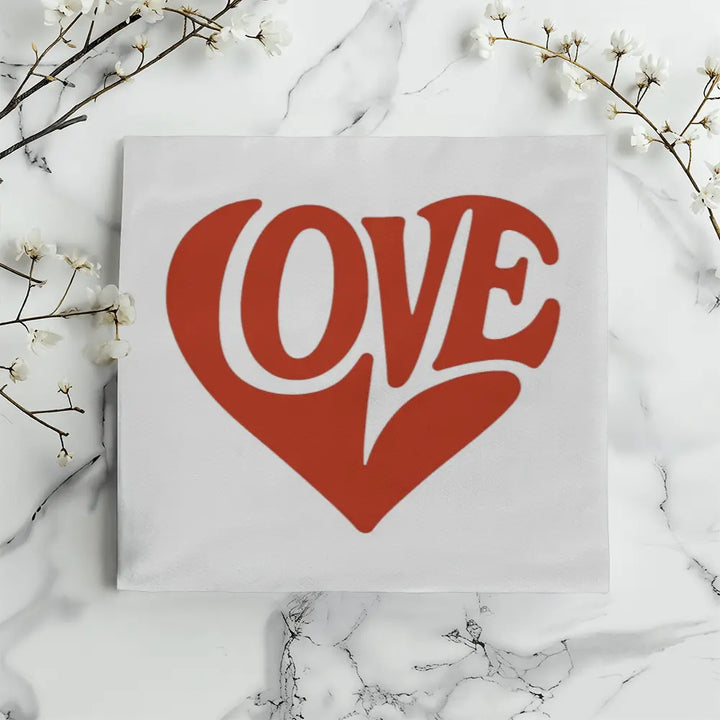 LOVE Heart Throw Pillow Cover, Home Decor Accent - White/Red 