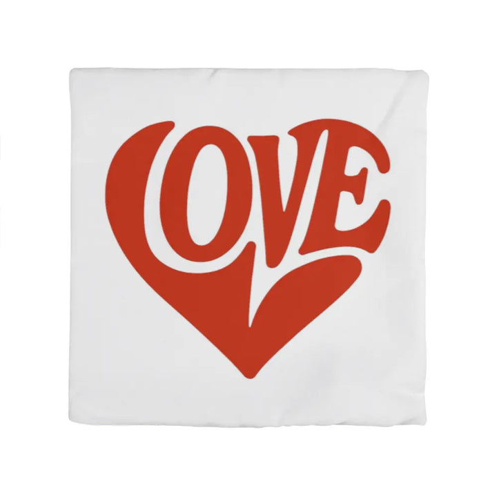 LOVE Heart Throw Pillow Cover, Home Decor Accent - White/Red 