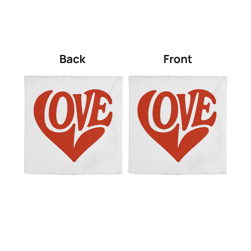 LOVE Heart Throw Pillow Cover, Home Decor Accent - White/Red 