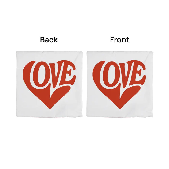 LOVE Heart Throw Pillow Cover, Home Decor Accent - White/Red 
