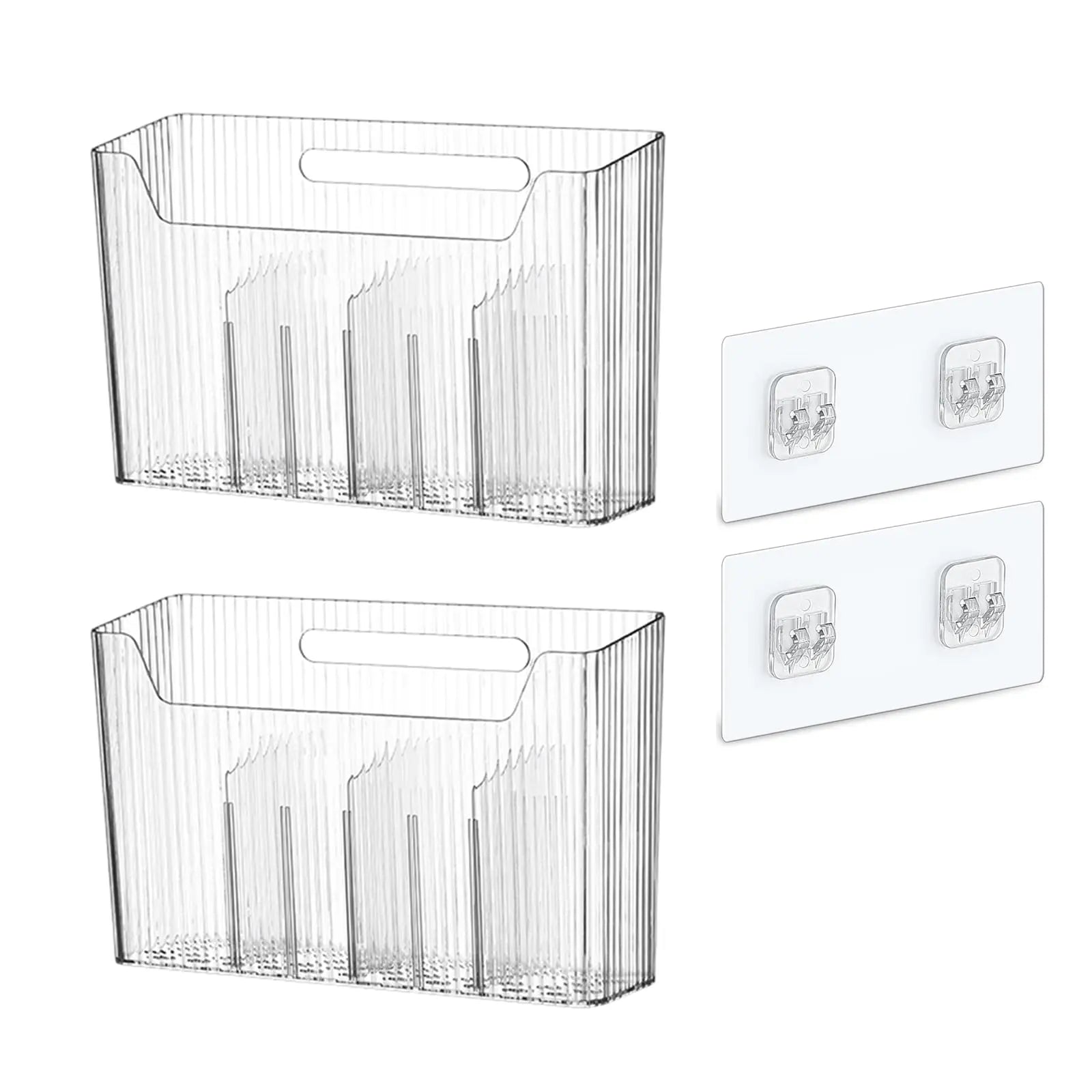 Lae Nuvole 2 Pack Adhesive Mount Cabinet Door Organizer, Wall Mounted Bathroom Organizers and Storage Bins Plastic Stackable Shower Caddy Hanging Floating Shelves for Narrow Space, BPA Free (Clear) 