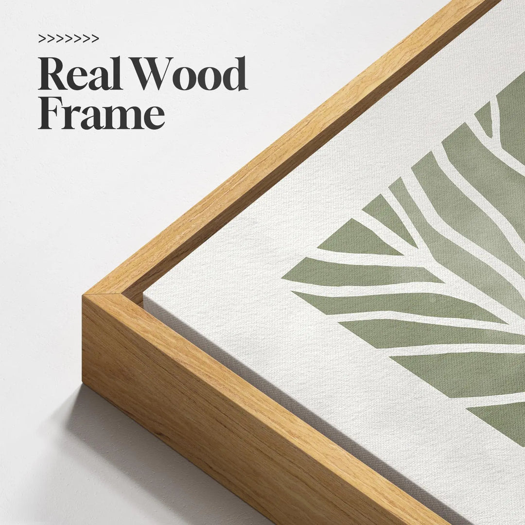 Large Framed Green Abstract Botanical Wall Art for Living Room, 24x36 In