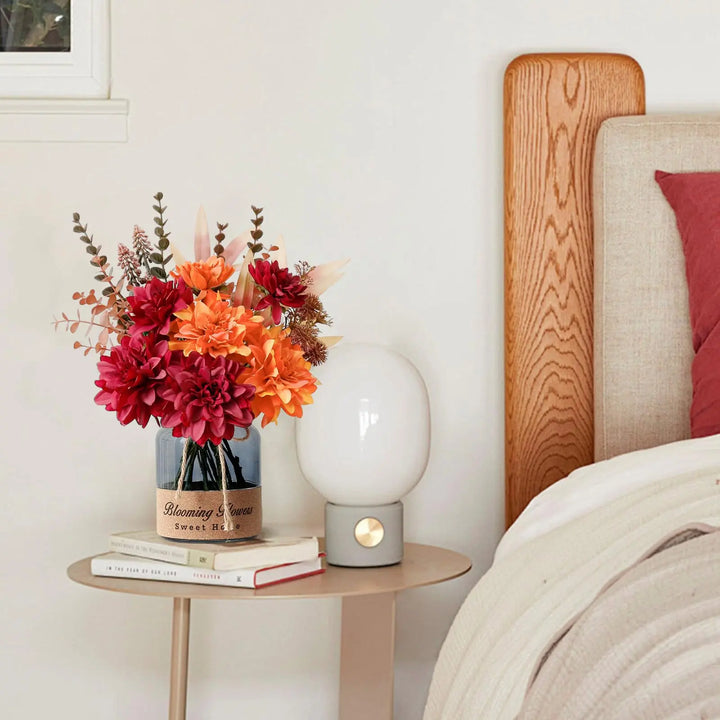 Leftover Fake Fall Flowers in Vase, Fall Floral Arrangement Centerpiece