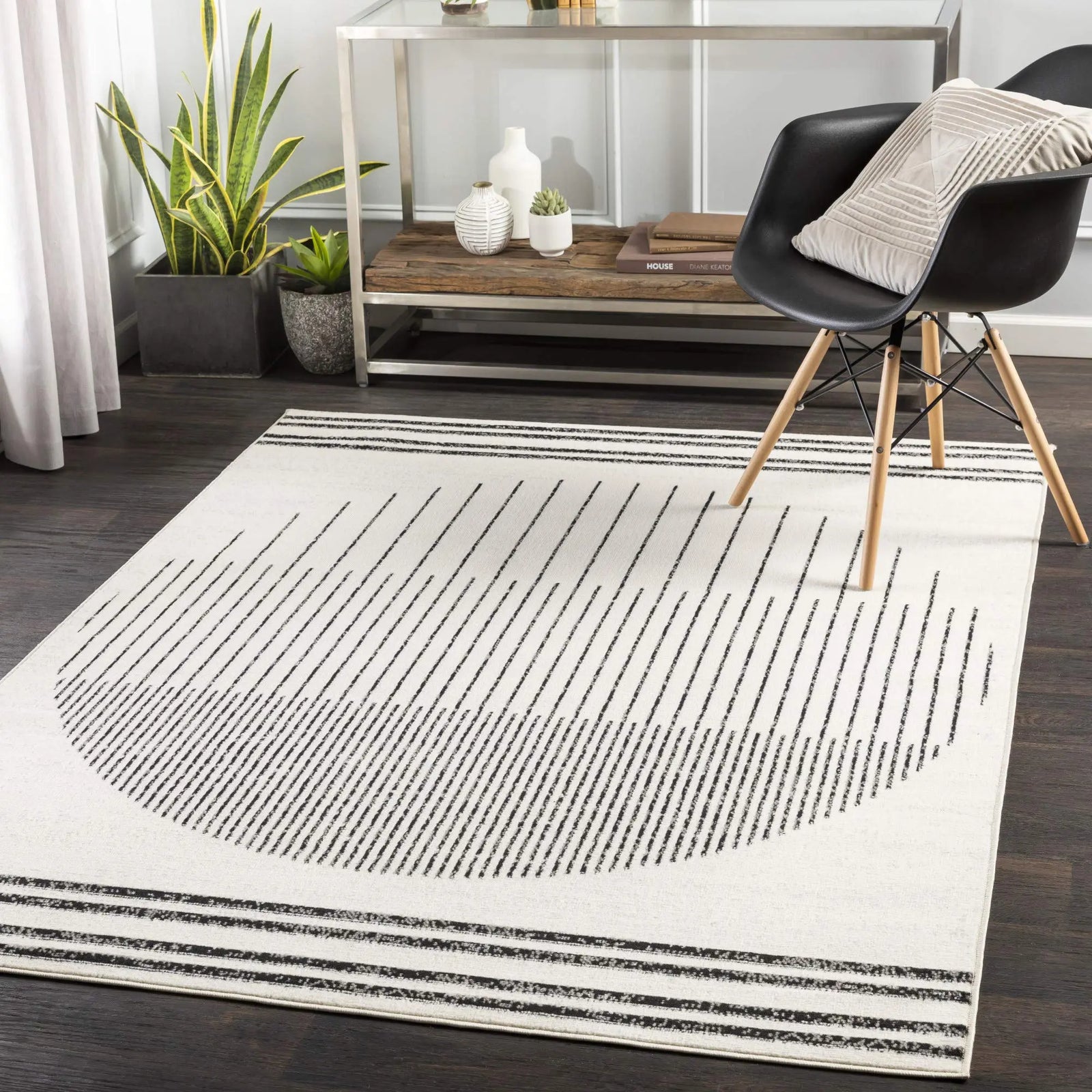 Livabliss Penrod Geometric Rug - Black/Ivory 