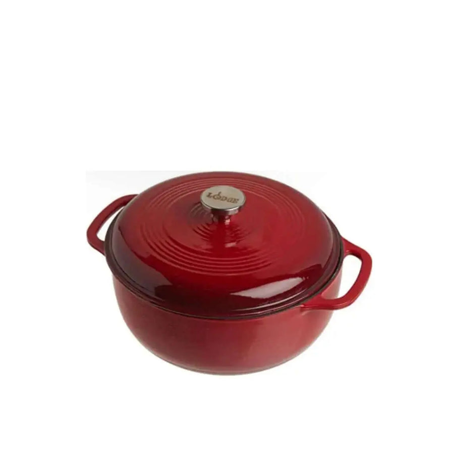 Lodge Enameled Cast Iron Dutch Oven, 6 Quart - Red 