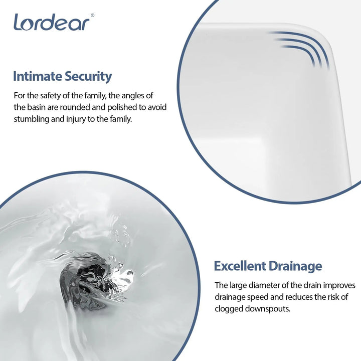Lordear Vessel Sink Rectangle 19 Inch Bathroom Sink,Rectangular Modern Above Counter Bathroom Sinks White 19x15 Inch Porcelain Ceramic Vessel Vanity Sink Art Basin 