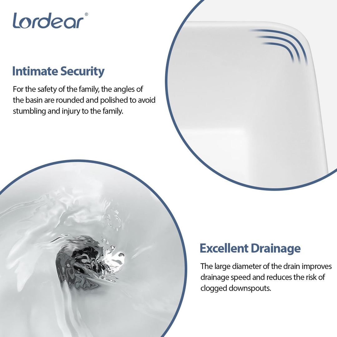 Lordear Vessel Sink Rectangle 19 Inch Bathroom Sink,Rectangular Modern Above Counter Bathroom Sinks White 19x15 Inch Porcelain Ceramic Vessel Vanity Sink Art Basin 