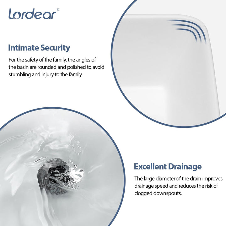 Lordear Vessel Sink Rectangle 19 Inch Bathroom Sink,Rectangular Modern Above Counter Bathroom Sinks White 19x15 Inch Porcelain Ceramic Vessel Vanity Sink Art Basin 