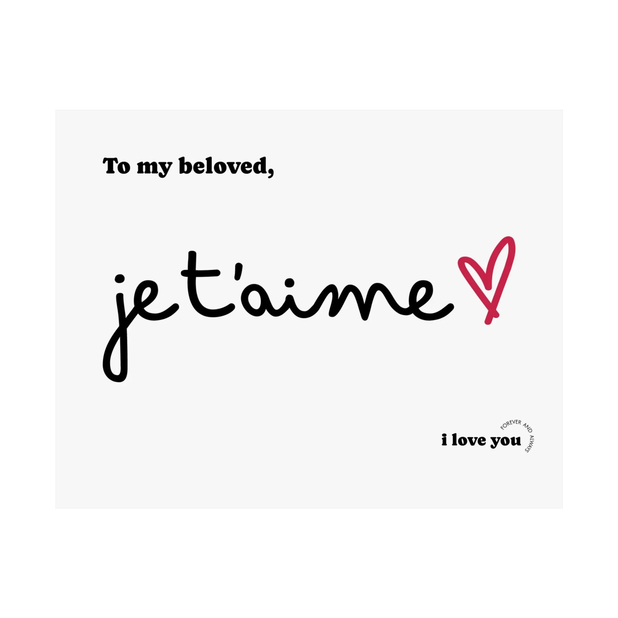 Love Poster Je t'aime French Wall Art For Couples