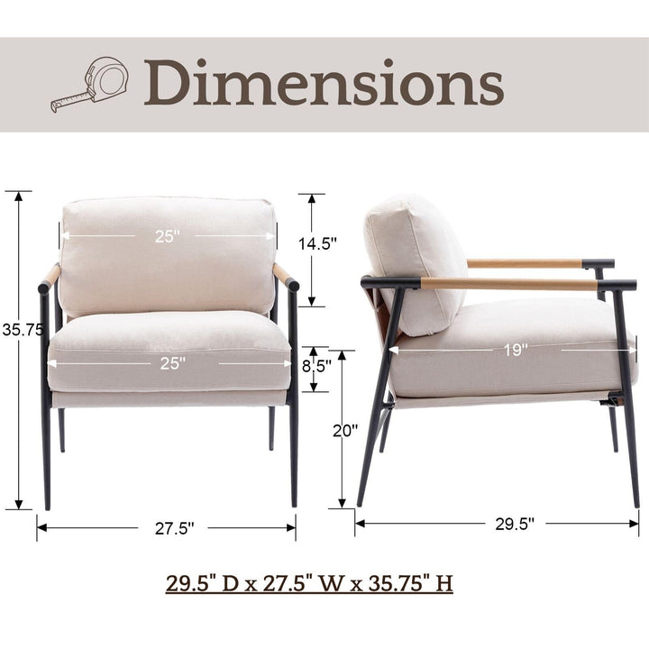 LukeAlon Beige Chenille Accent Chair Modern Living Room Chair with Metal Legs Armchair Lounge Chairs Upholstered Comfy Leisure Chair for Bedroom Reception Area Reading Room 