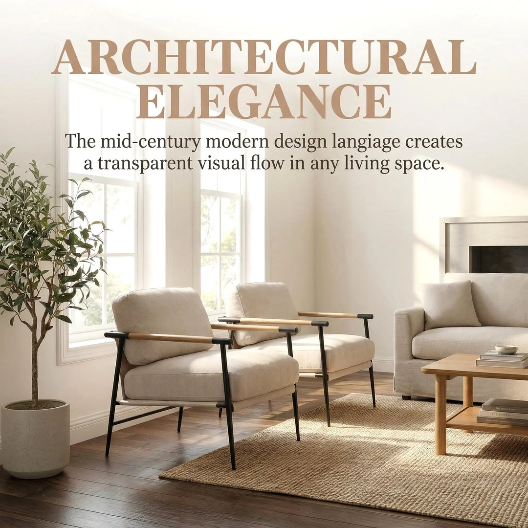 LukeAlon Beige Chenille Accent Chair Modern Living Room Chair with Metal Legs Armchair Lounge Chairs Upholstered Comfy Leisure Chair for Bedroom Reception Area Reading Room