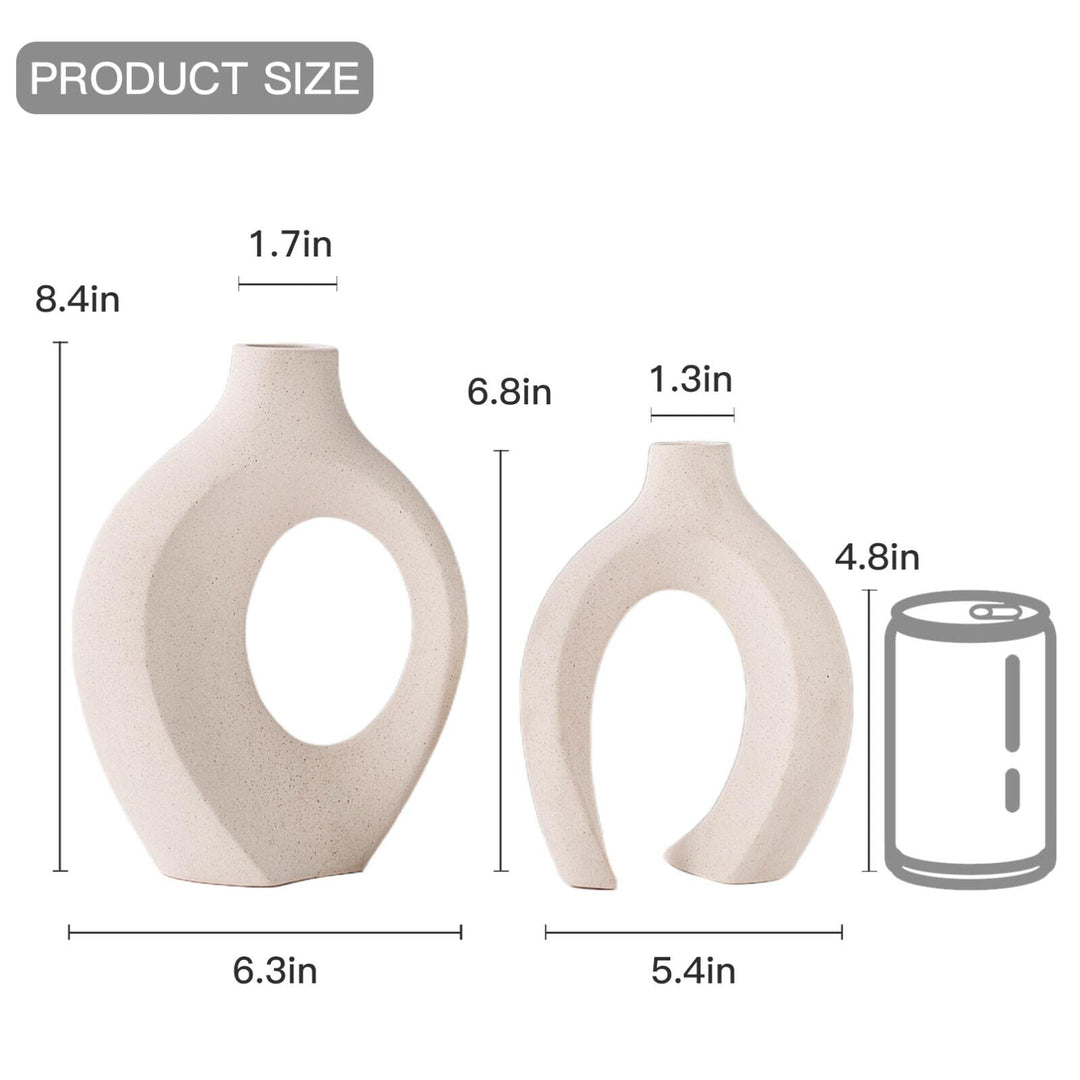 Lvases Snuggle Hollow Ceramic Vase Set of 2 for Boho Tabletop Home Decor 
