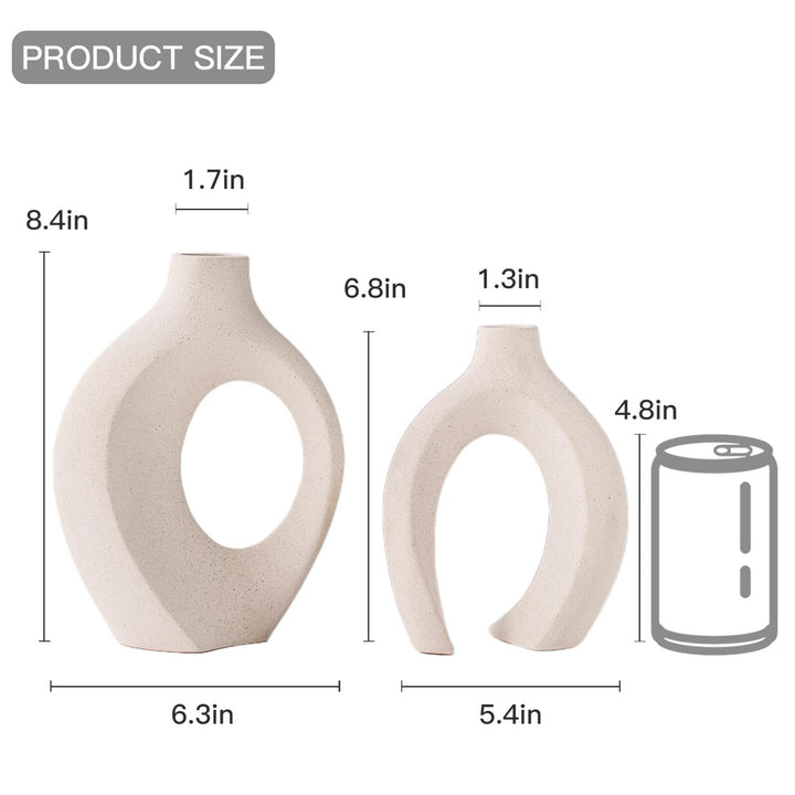 Lvases Snuggle Hollow Ceramic Vase Set of 2 for Boho Tabletop Home Decor 