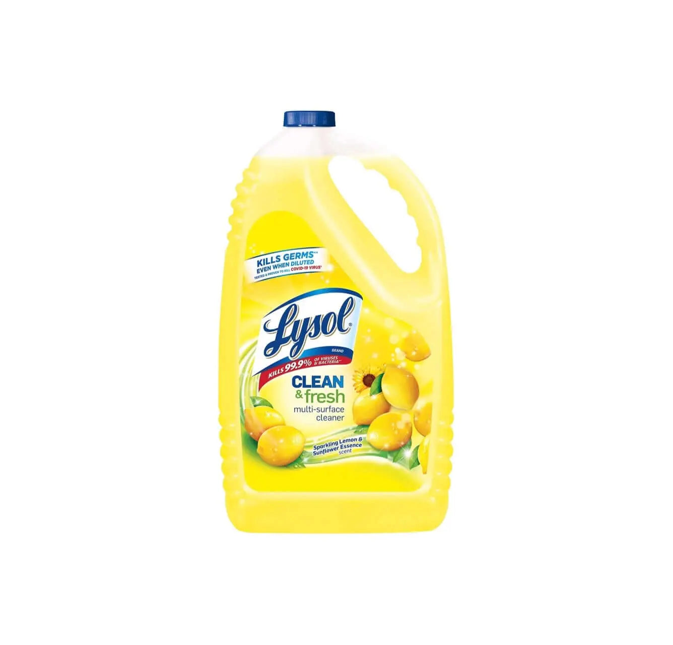 Lysol Multi-Surface Cleaner, Sparkling Lemon Essence, 144 Fl Oz, disinfects and deodorizes to eliminate 99.9% of germs.