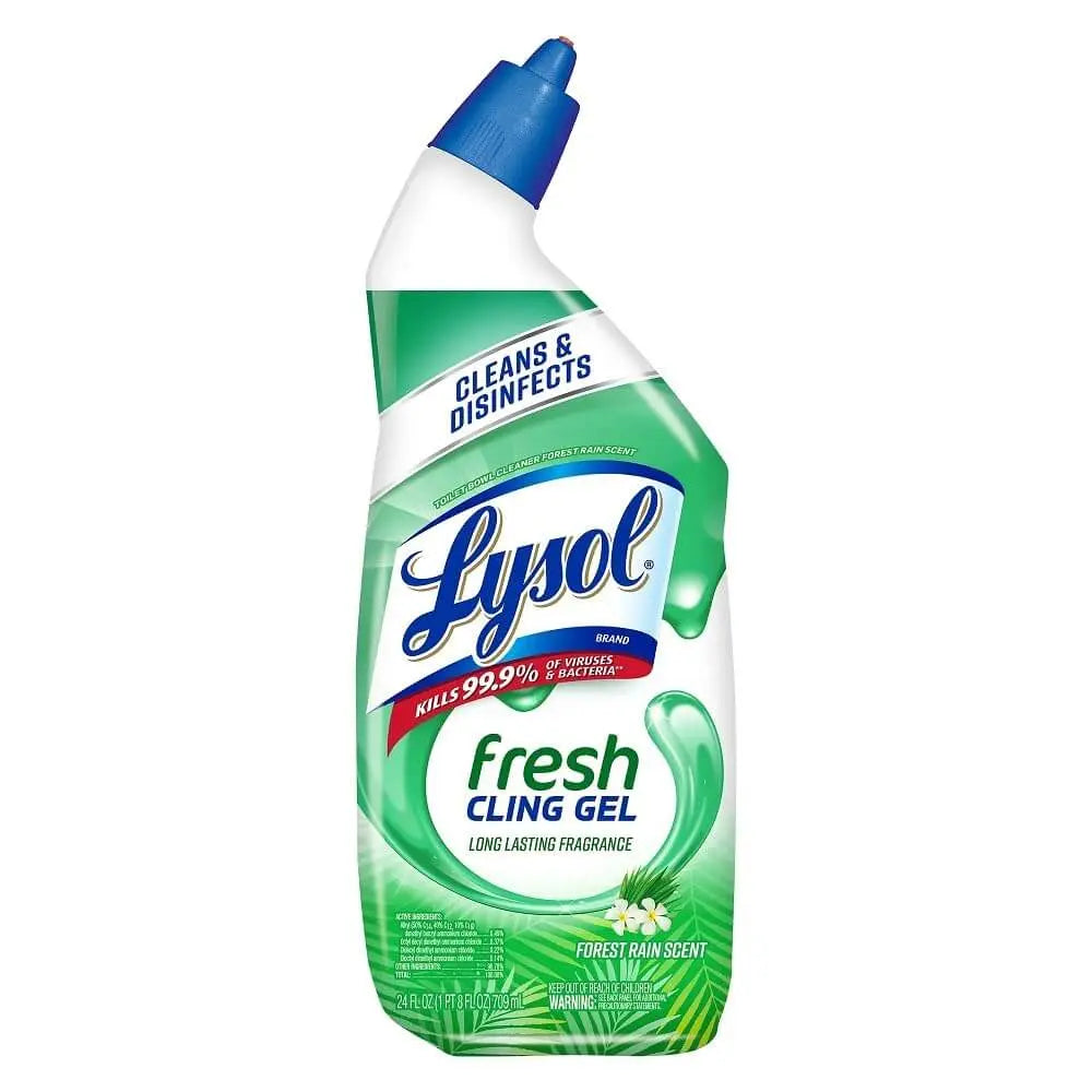 Lysol Toilet Bowl Cleaner Gel, For Cleaning and Disinfecting, Stain Removal, Forest Rain Scent, 24oz 