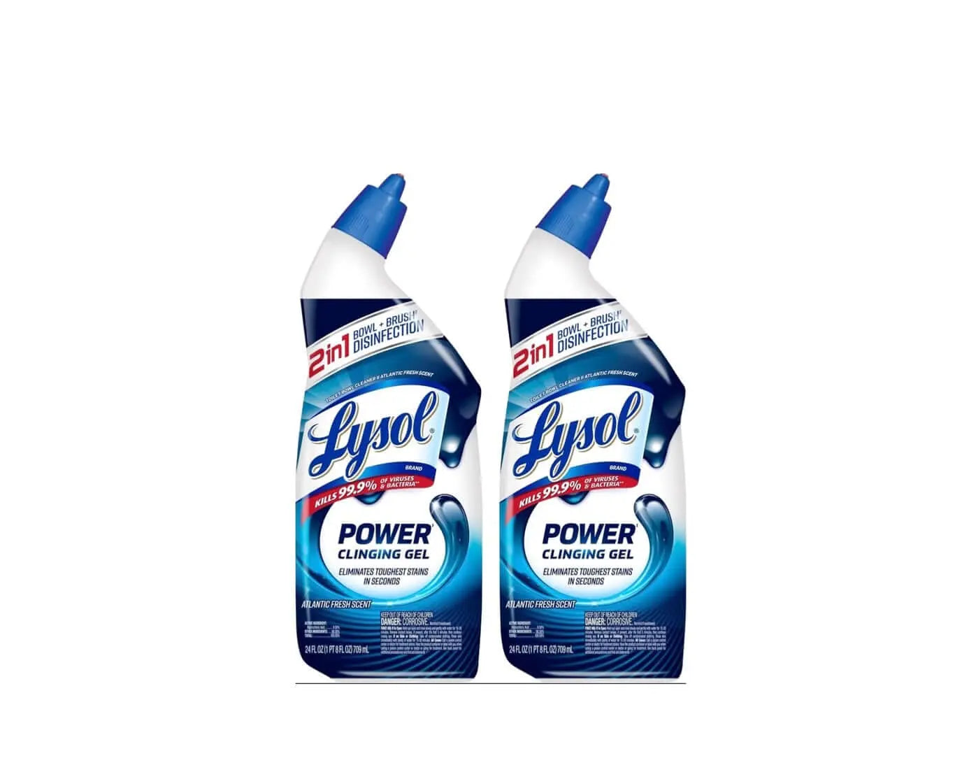 Lysol Toilet Bowl Cleaner, Max Strength Bathroom Cleaning Supplies, Toilet Bowl Cleaner Clinging Gel, Home Essential, Instant Stain Removal, Disinfecting and Deodorizing, Bleach Free, 24 oz (2 ct) 