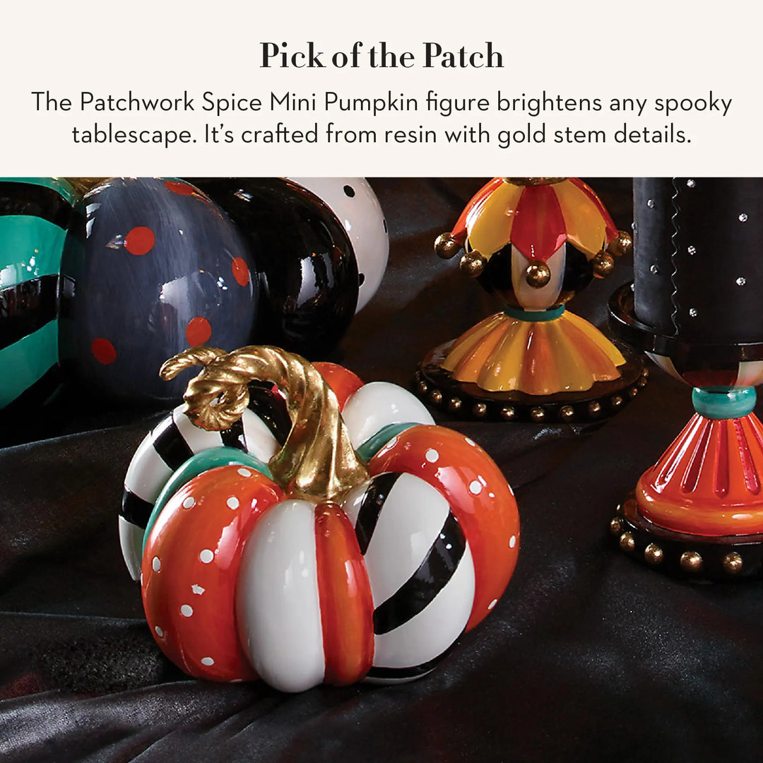 MACKENZIE-CHILDS Resin Pumpkin, Mini, Patchwork Spice