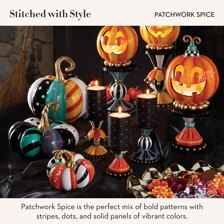 MACKENZIE-CHILDS Resin Pumpkin, Mini, Patchwork Spice