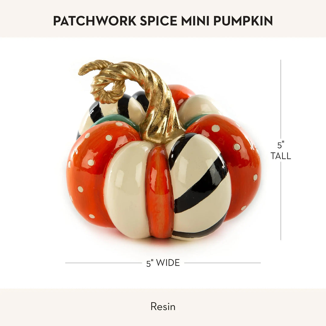 MACKENZIE-CHILDS Resin Pumpkin, Mini, Patchwork Spice