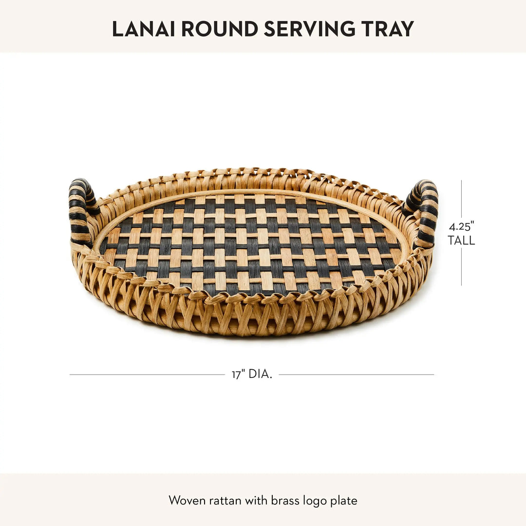 MACKENZIE-CHILDS Woven Rattan Round Serving Tray, Lanai