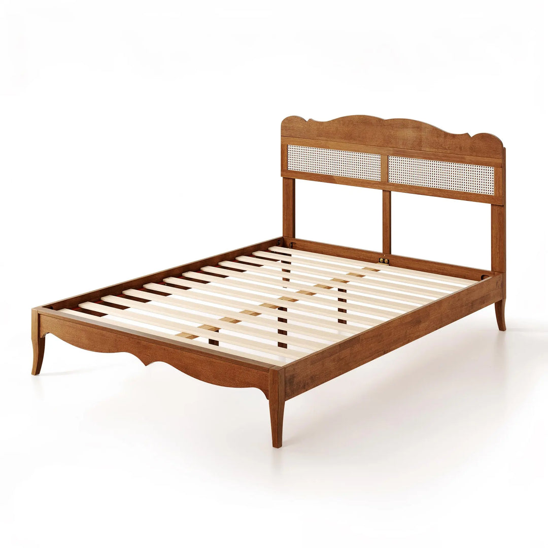 MAISON ARTS Queen Bed Frame with Adjustable Headboard, Wooden Bedframe 