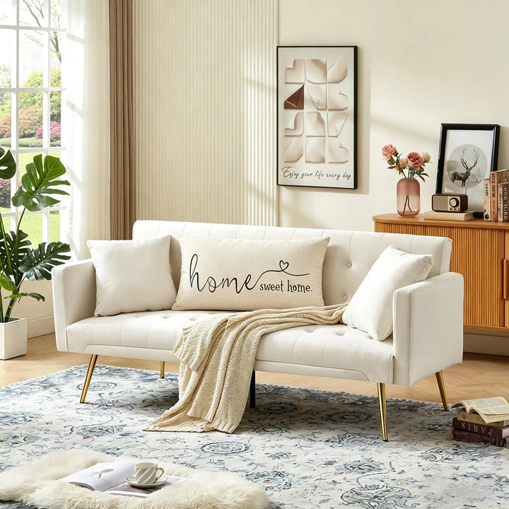 MFGNEH Home Sweet Home Quotes Farmhouse Pillow Cover, 12x20 Inch, Beige