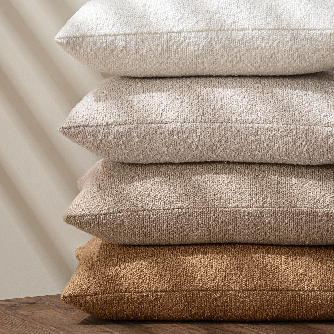 MIULEE 18x18 Decorative Lumbar Boucle Couch Pillow Covers Beige 