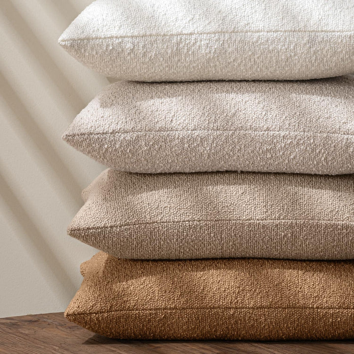 MIULEE 18x18 Decorative Lumbar Boucle Couch Pillow Covers Beige 