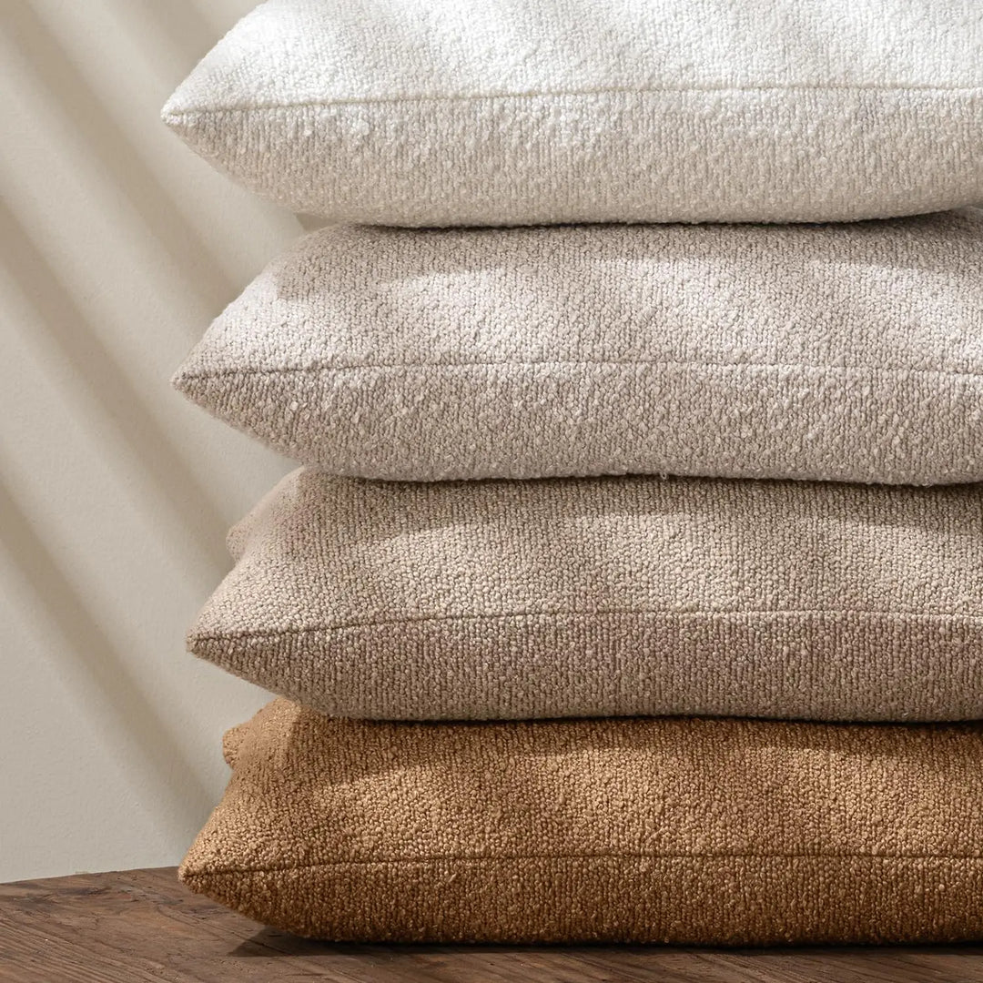 MIULEE 18x18 Decorative Lumbar Boucle Couch Pillow Covers Beige
