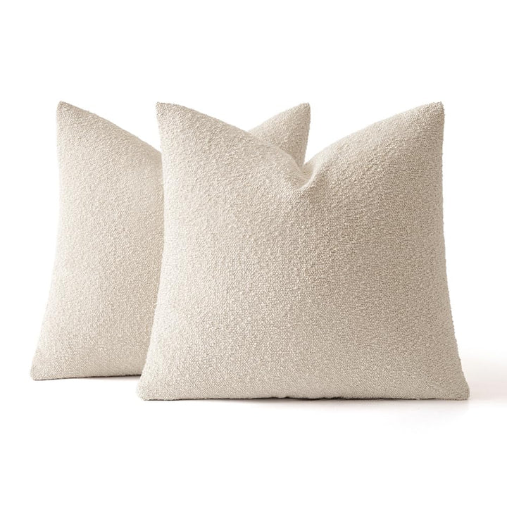 MIULEE 18x18 Decorative Lumbar Boucle Couch Pillow Covers Beige 