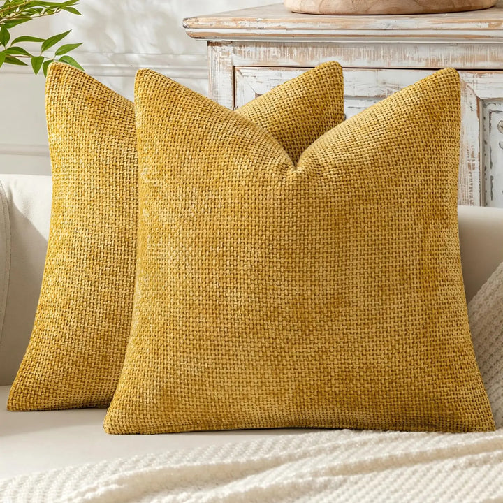 MIULEE Decorative Couch Throw Pillow Covers 18x18 in Mustard Yellow 2 Pack