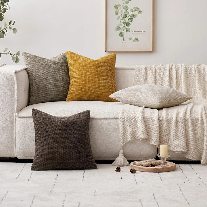 MIULEE Decorative Couch Throw Pillow Covers 18x18 in Mustard Yellow 2 Pack