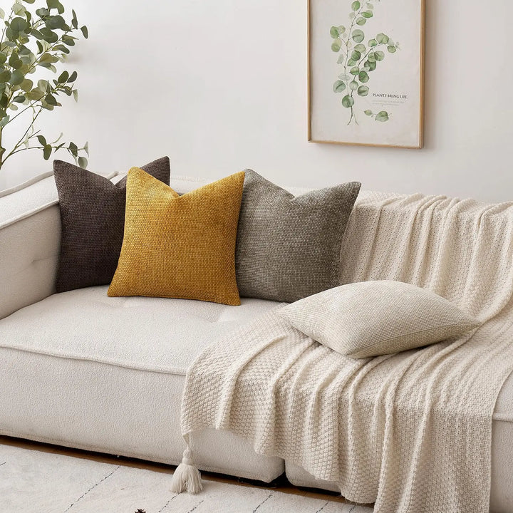 MIULEE Decorative Couch Throw Pillow Covers 18x18 in Mustard Yellow 2 Pack