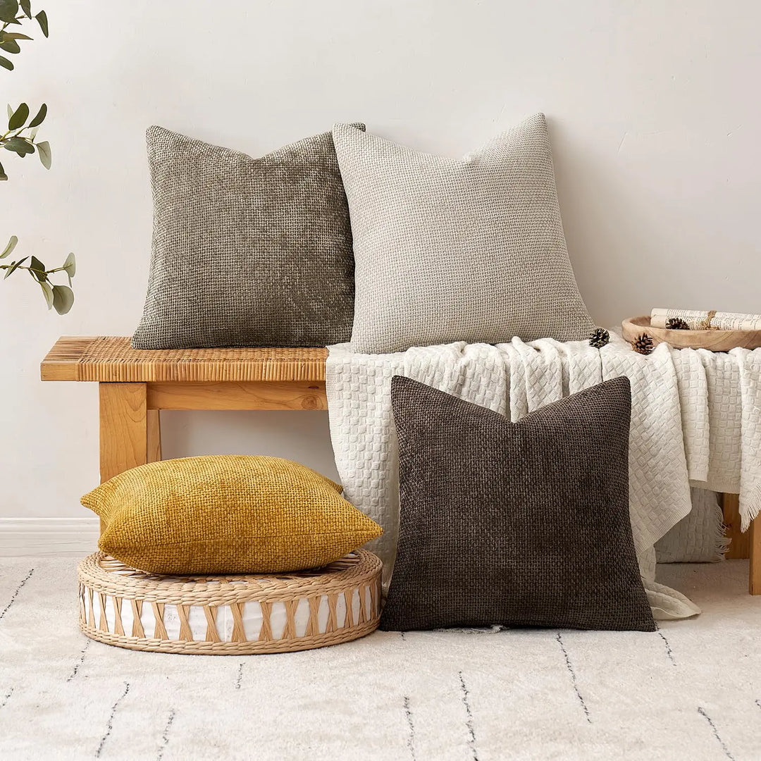 MIULEE Decorative Couch Throw Pillow Covers 18x18 in Mustard Yellow 2 Pack