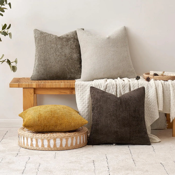 MIULEE Decorative Couch Throw Pillow Covers 18x18 in Mustard Yellow 2 Pack