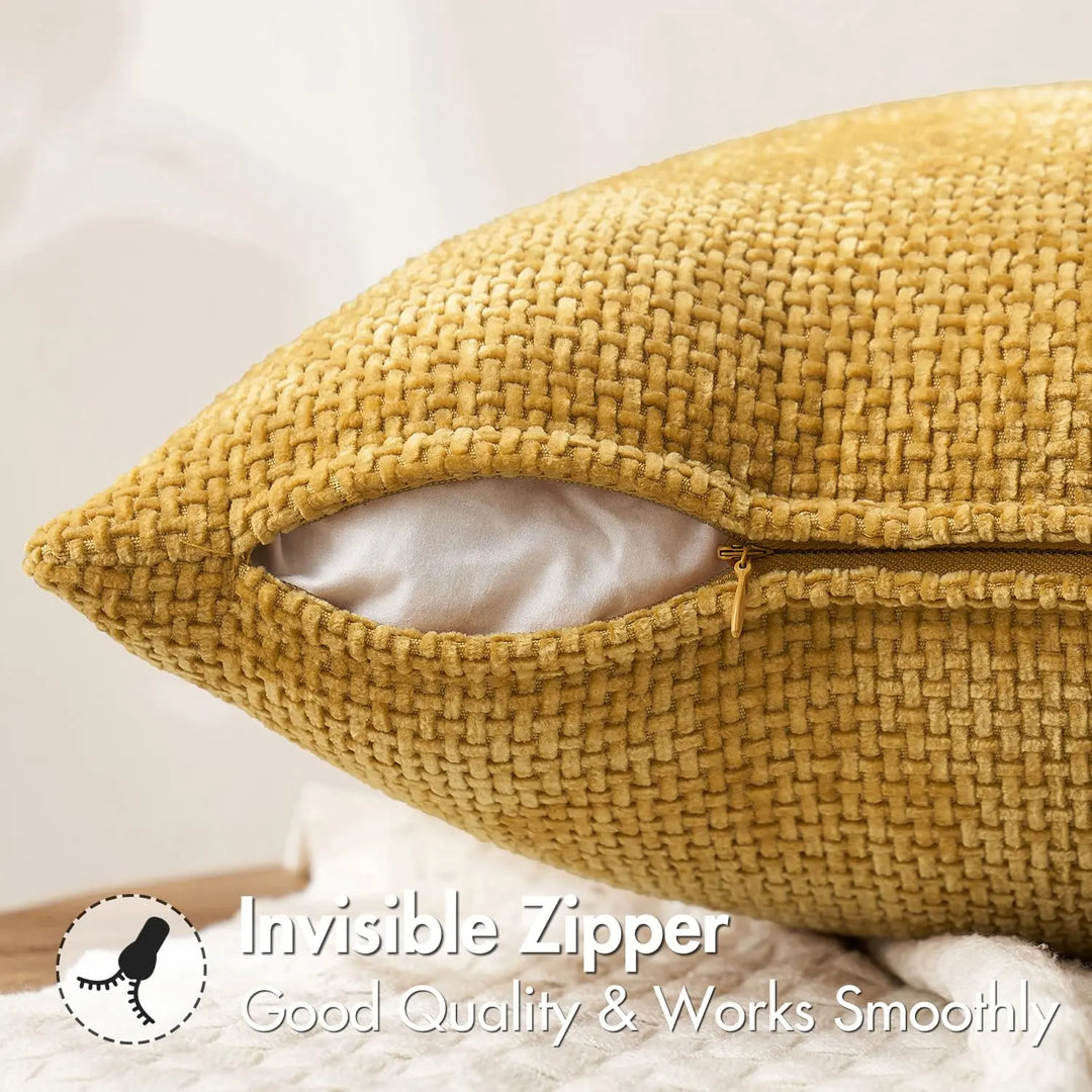MIULEE Decorative Couch Throw Pillow Covers 18x18 in Mustard Yellow 2 Pack