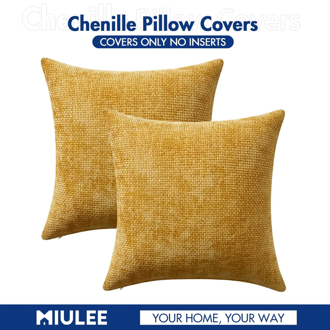 MIULEE Decorative Couch Throw Pillow Covers 18x18 in Mustard Yellow 2 Pack
