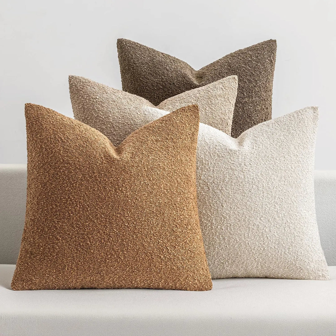 MIULEE Fall Decorative Boucle Throw Pillow Covers 18x18 Brown Set of 4