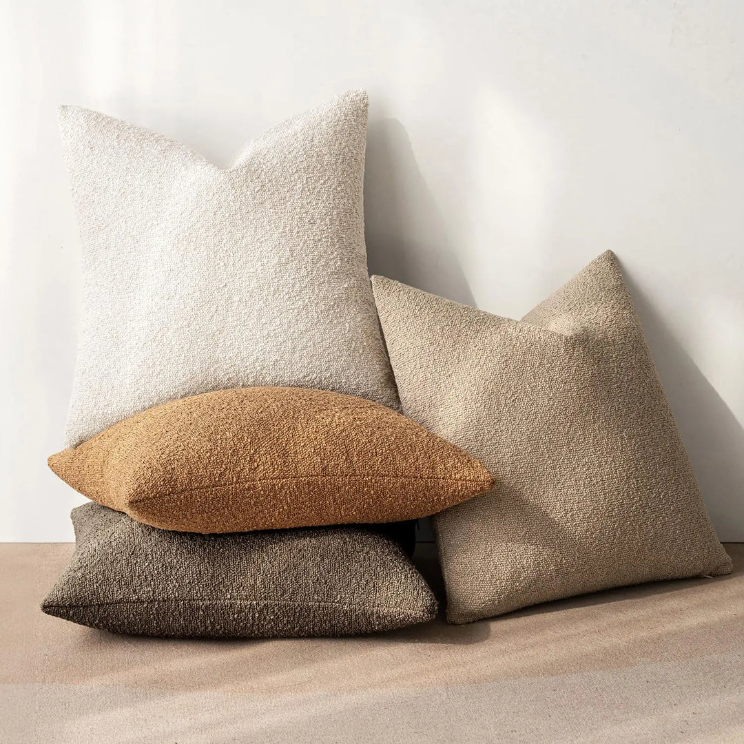 MIULEE Fall Decorative Boucle Throw Pillow Covers 18x18 Brown Set of 4