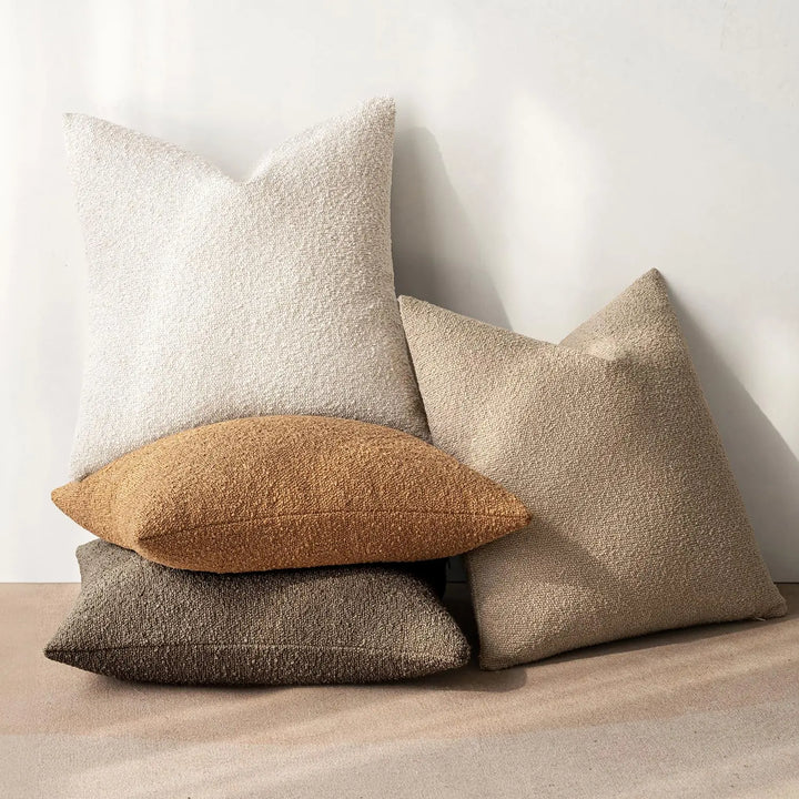 MIULEE Fall Decorative Boucle Throw Pillow Covers 18x18 Brown Set of 4